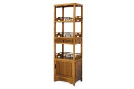 A CHINESE ELM OPEN BOOKCASE
