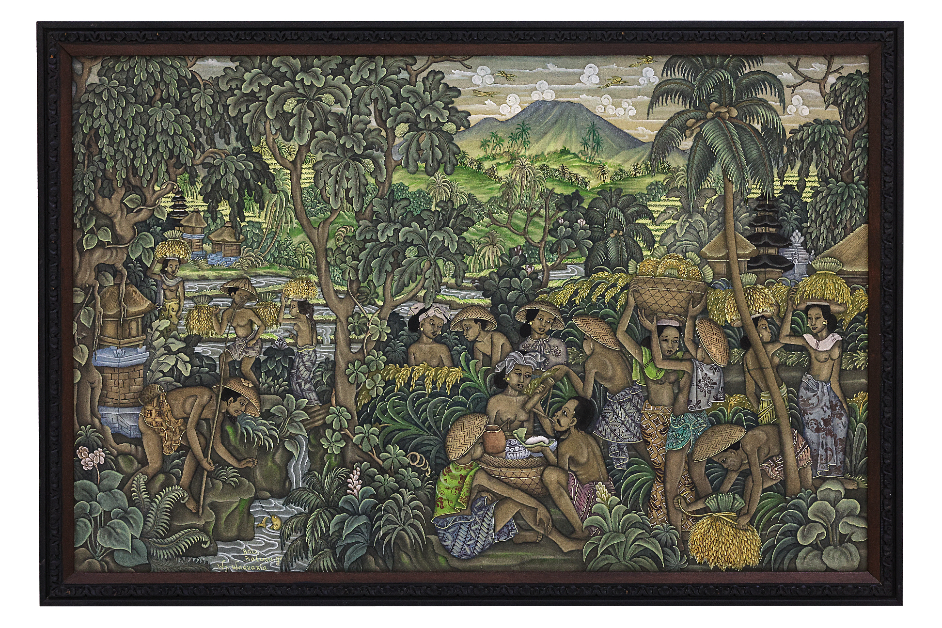 A BALINESE BATUAN SCHOOL OIL PAINTING - Image 2 of 3