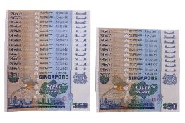 SINGAPORE 50 DOLLARS BIRD SERIES PART-CONSECUTIVES