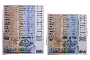 SINGAPORE 50 DOLLARS BIRD SERIES PART-CONSECUTIVES