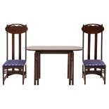 A RENNIE MACKINTOSH REPLICA TABLE AND CHAIRS