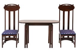 A RENNIE MACKINTOSH REPLICA TABLE AND CHAIRS