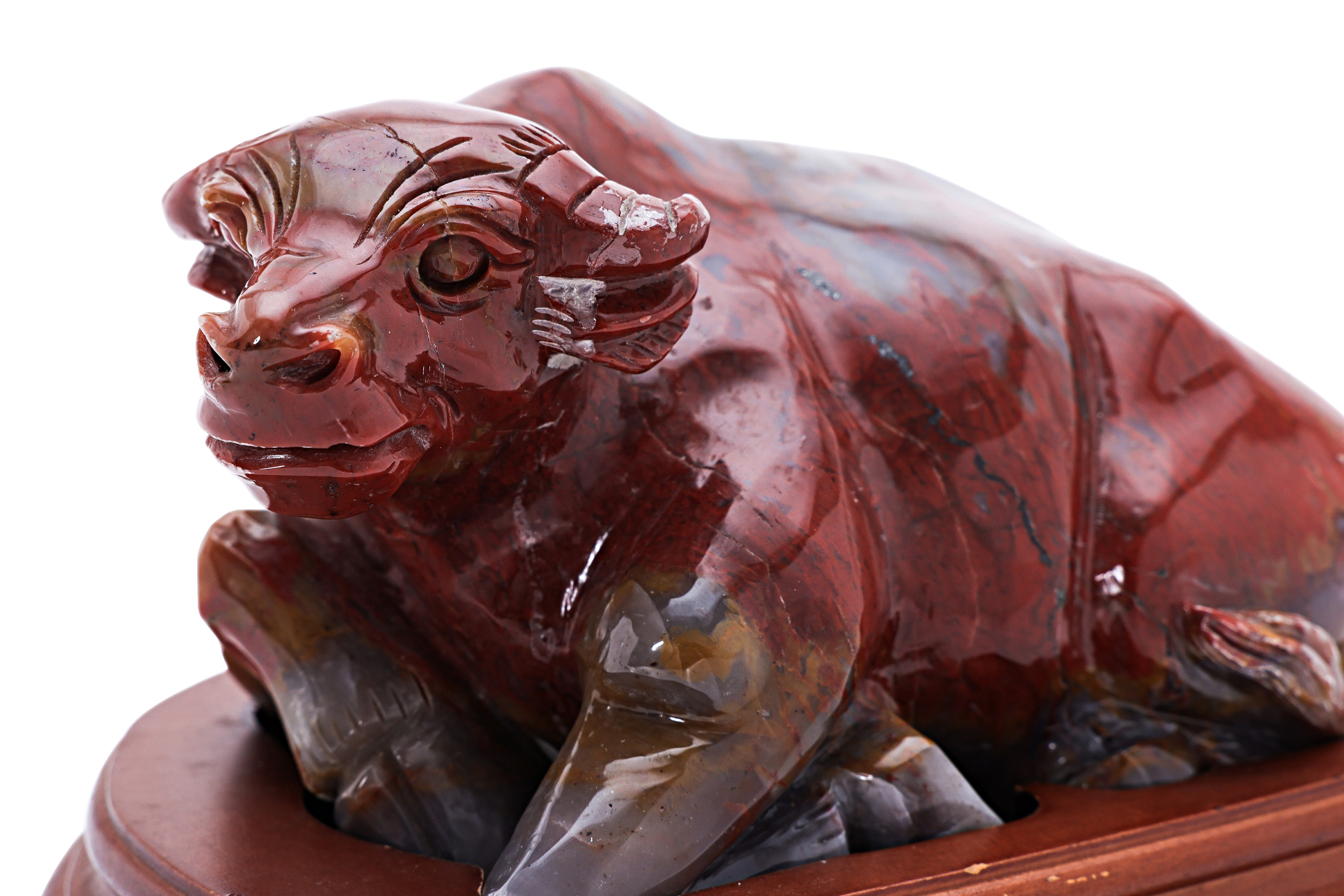 A CHINESE STONE CARVING OF AN OX - Image 3 of 3