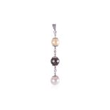 A CULTURED PEARL AND DIAMOND PENDANT