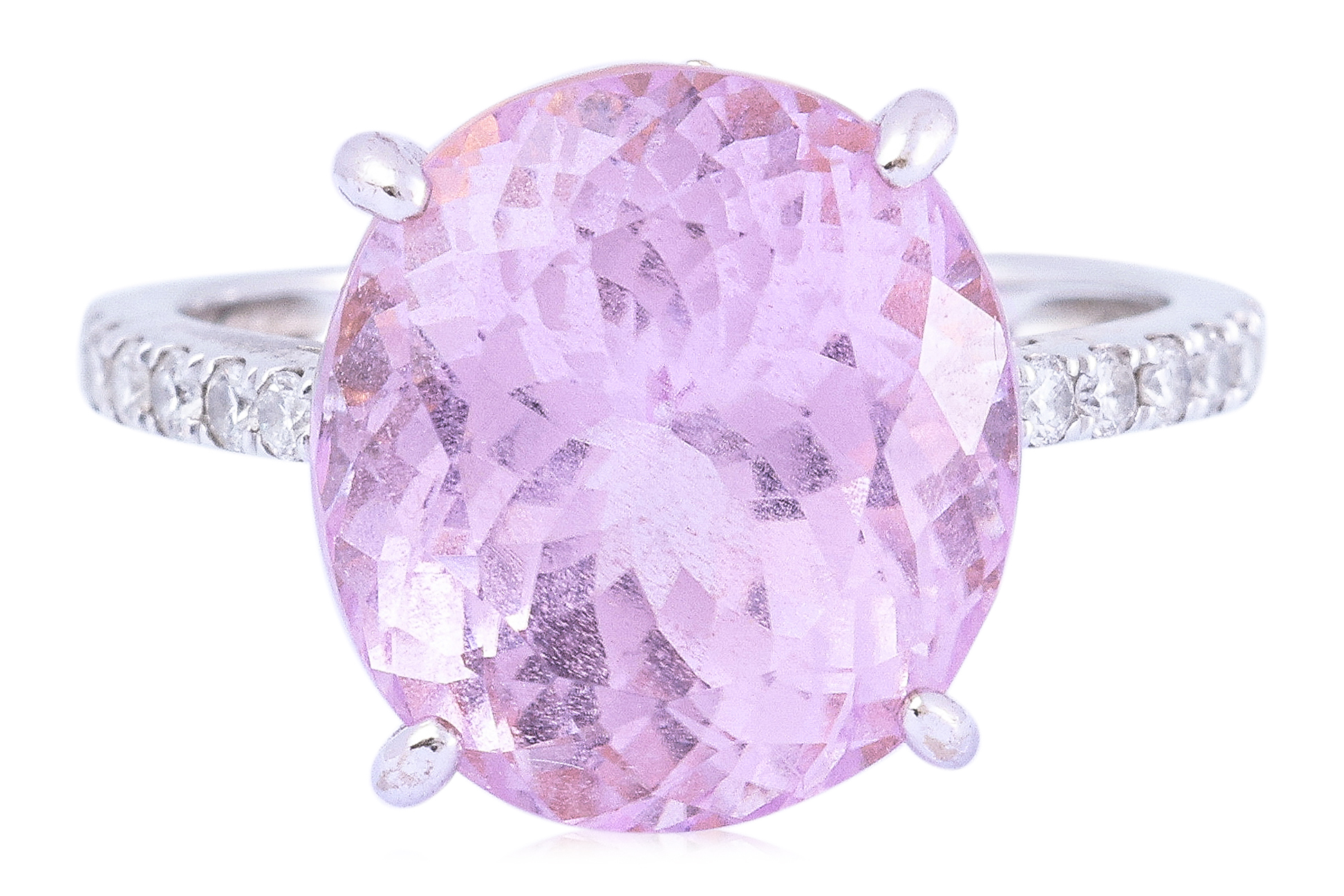 A KUNZITE AND DIAMOND RING - Image 2 of 3