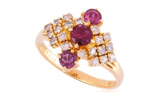 A RUBY AND DIAMOND RING