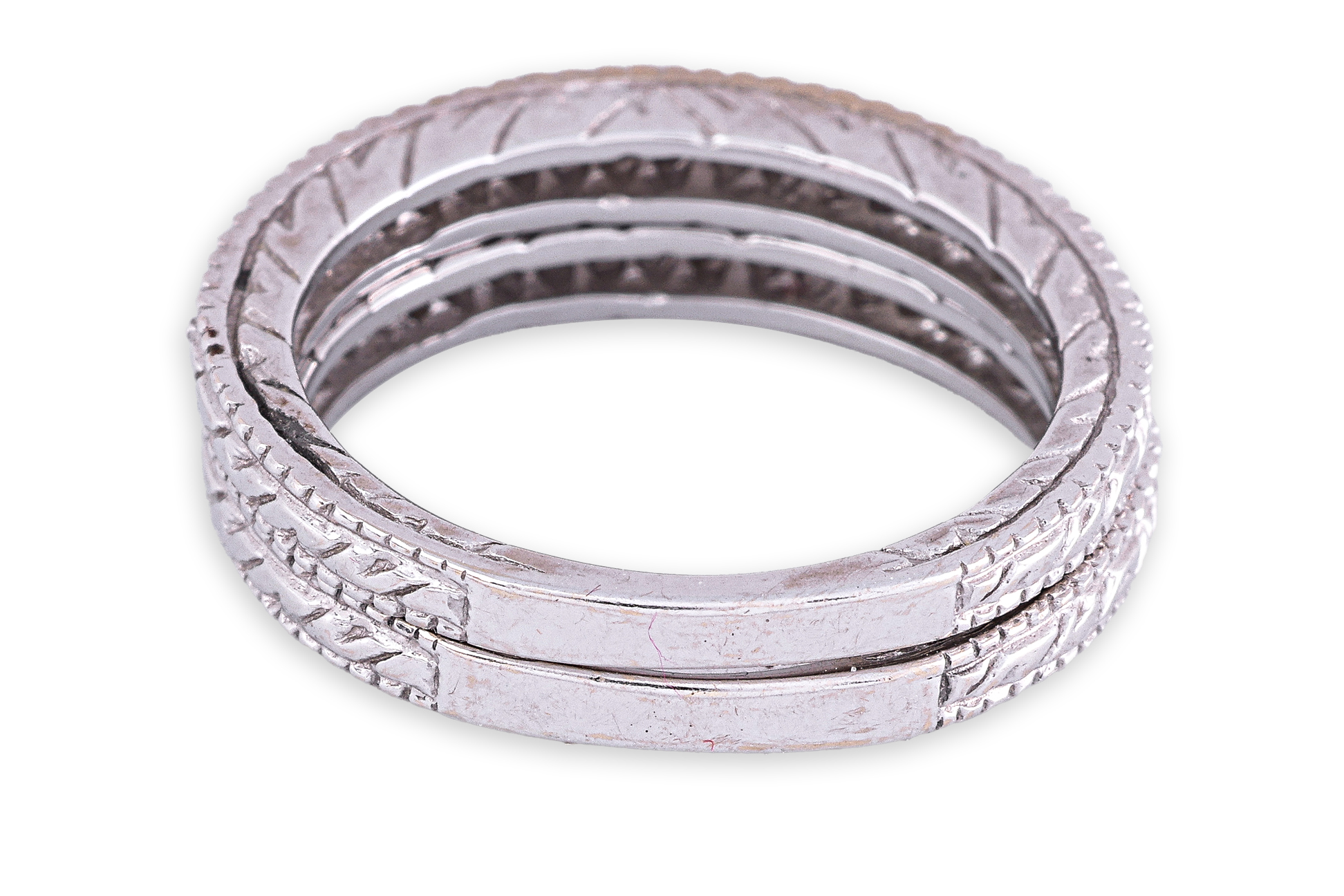 A PAIR OF STACKABLE DIAMOND HALF ETERNITY BANDS - Image 3 of 6