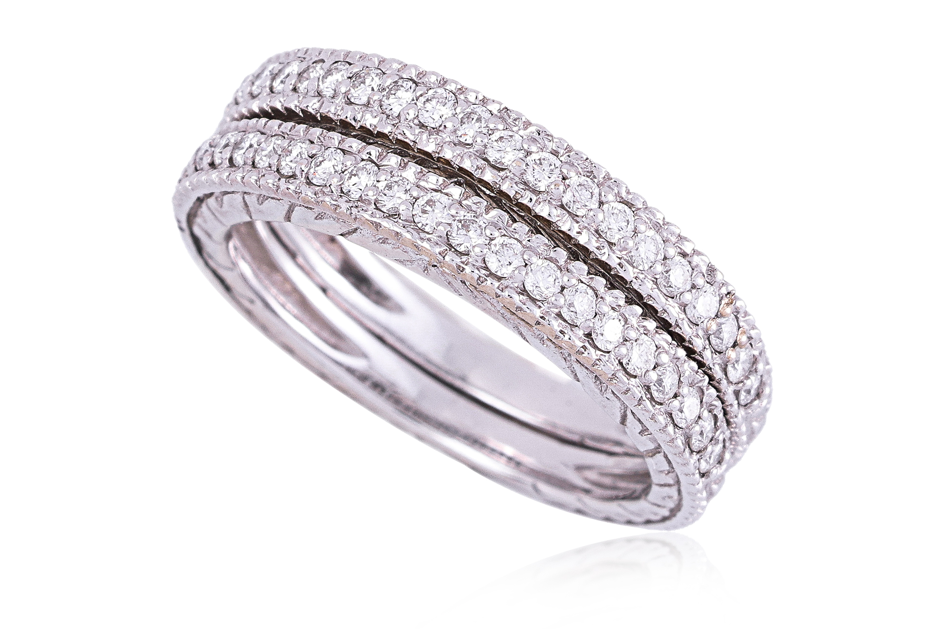 A PAIR OF STACKABLE DIAMOND HALF ETERNITY BANDS