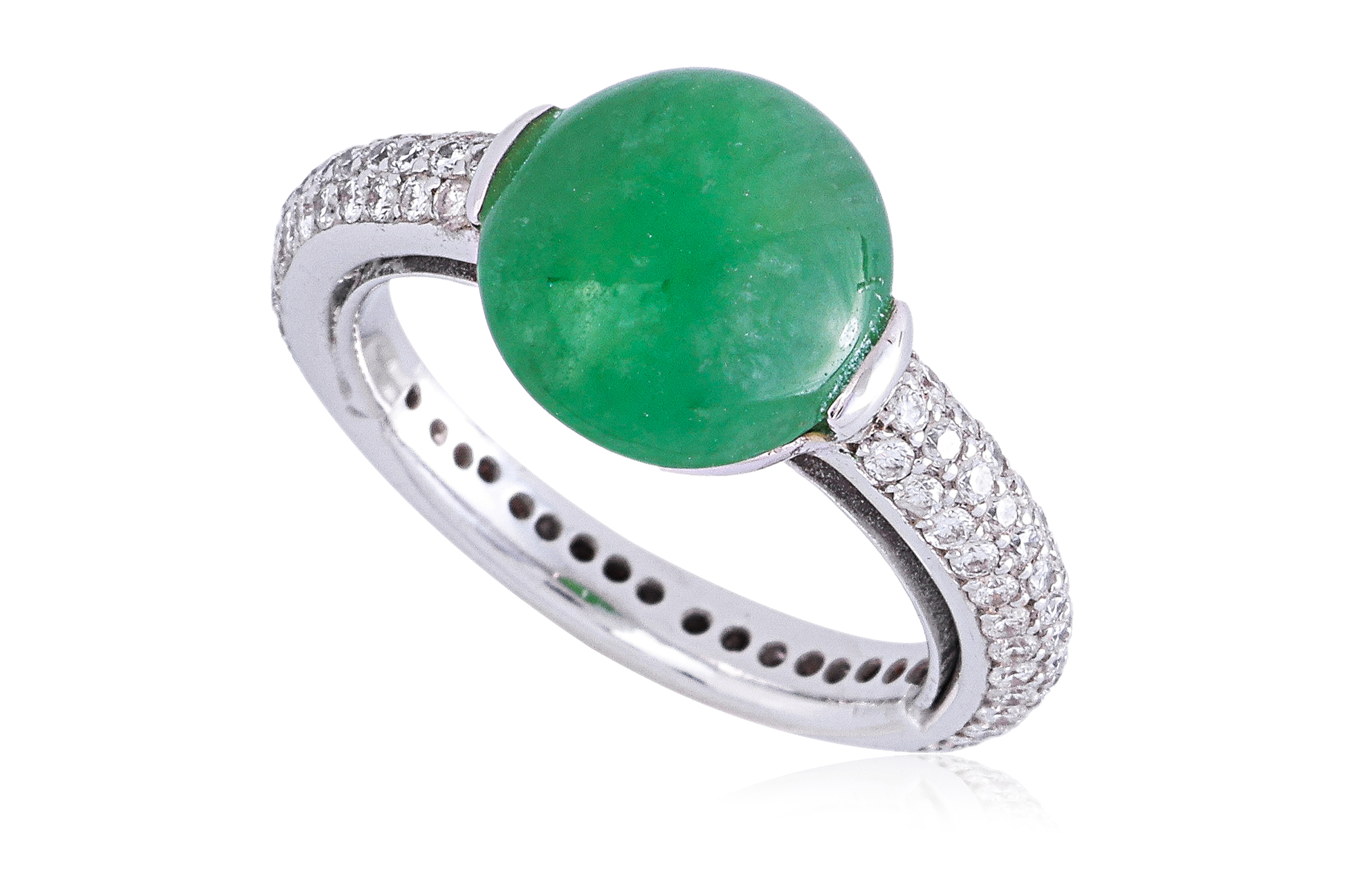 A JADEITE AND DIAMOND RING