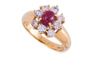 A RUBY AND DIAMOND RING