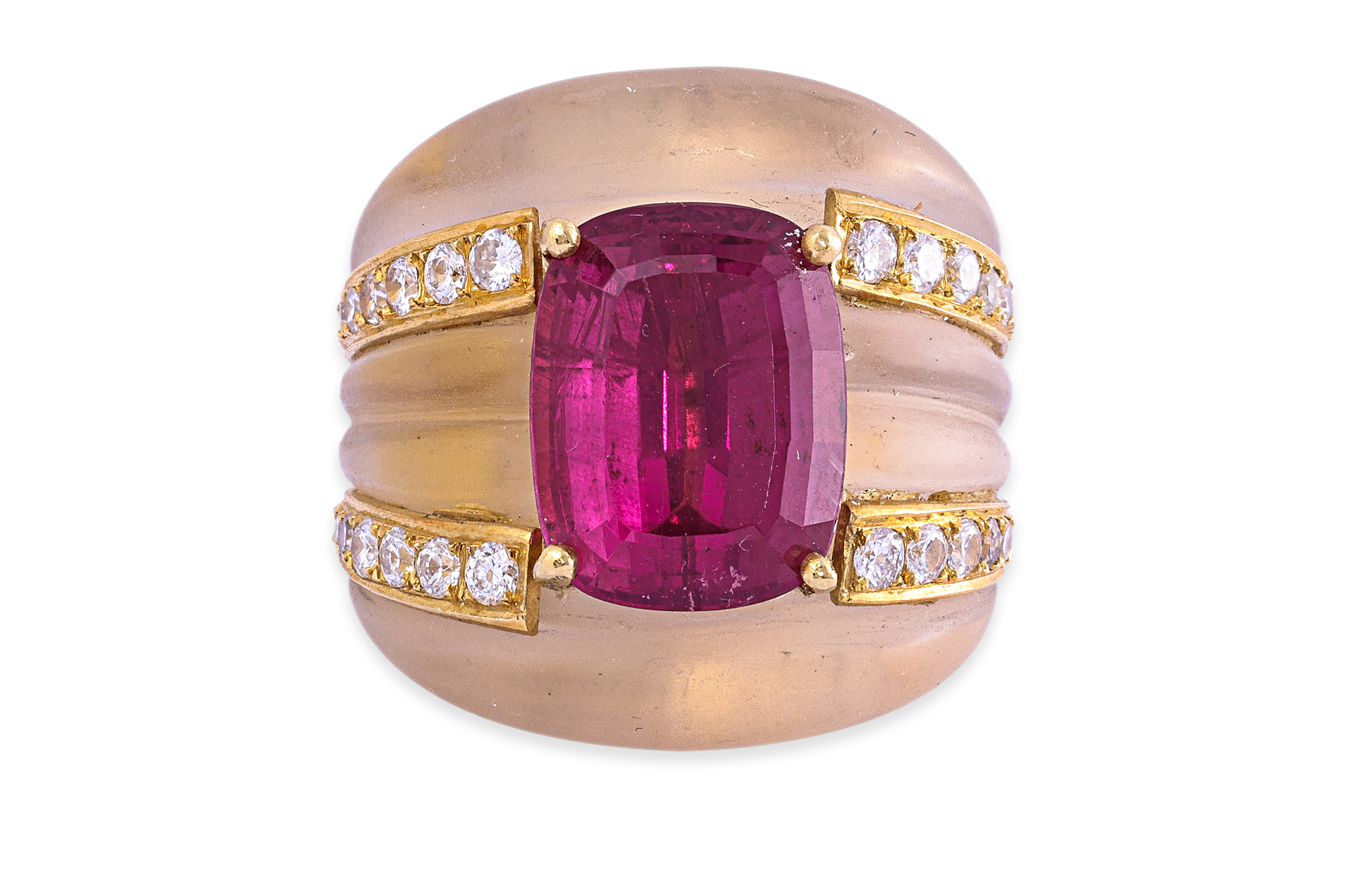 A RUBELLITE TOURMALINE AND DIAMOND RING - Image 2 of 4