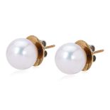 A PAIR OF CULTURED SOUTH SEA PEARL EARRINGS BY PASPALEY