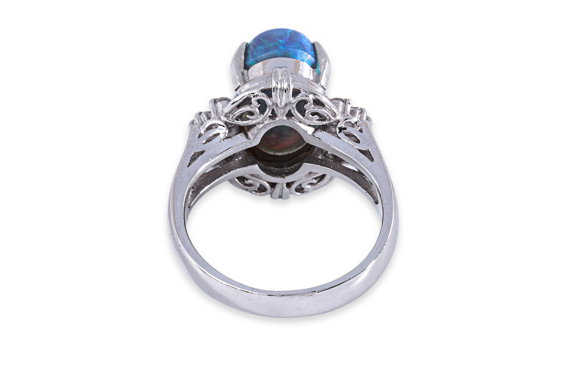 A BLACK OPAL AND DIAMOND RING - Image 3 of 3