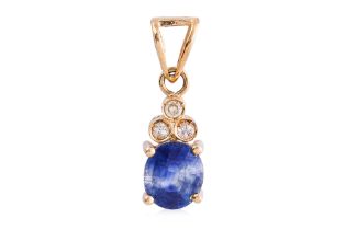 A SAPPHIRE AND DIAMOND PENDANT