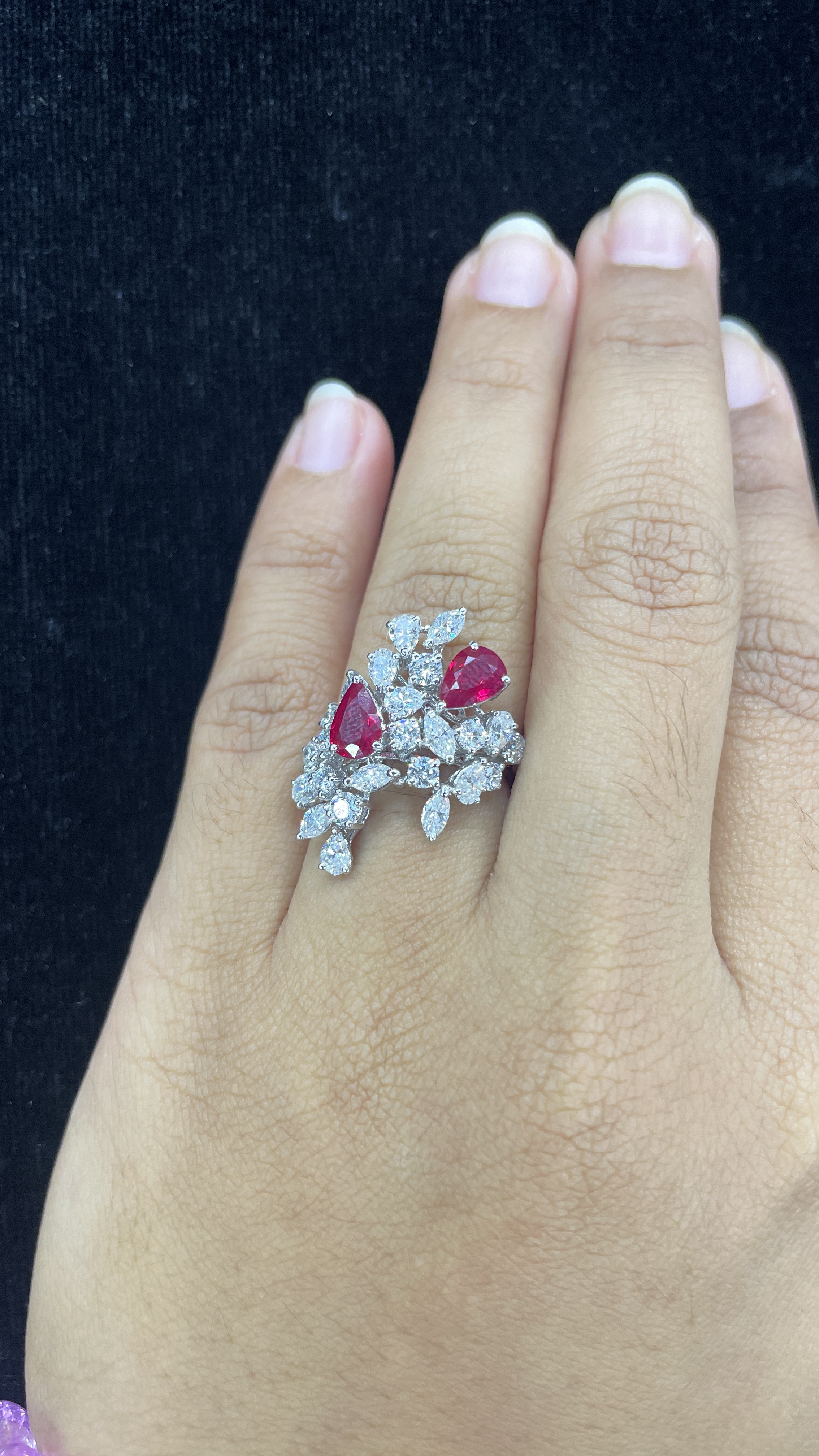 A BURMESE RUBY AND DIAMOND CLUSTER BY LARRY JEWELLERY - Image 5 of 5
