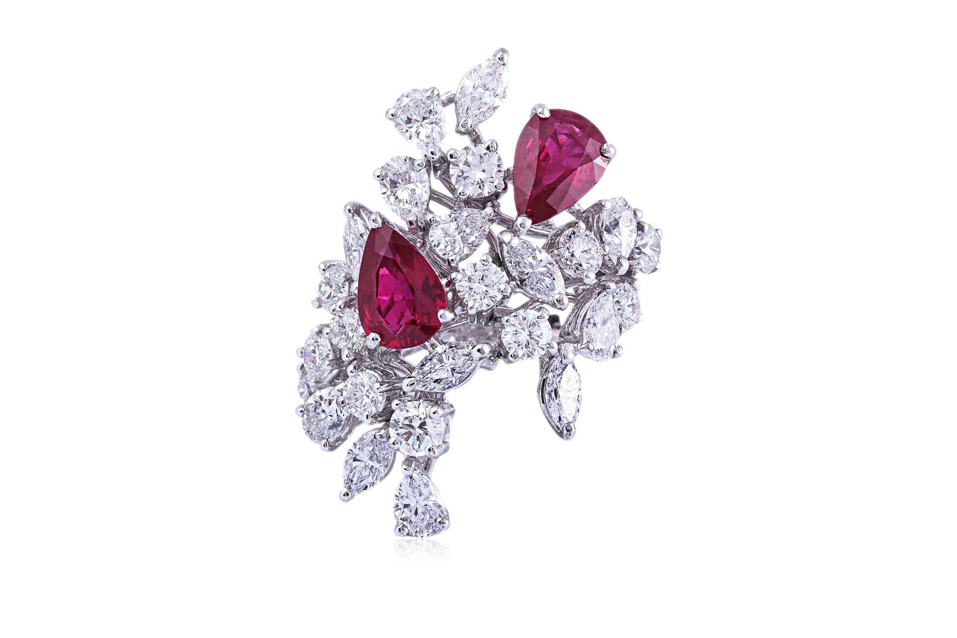 A BURMESE RUBY AND DIAMOND CLUSTER BY LARRY JEWELLERY - Image 2 of 5
