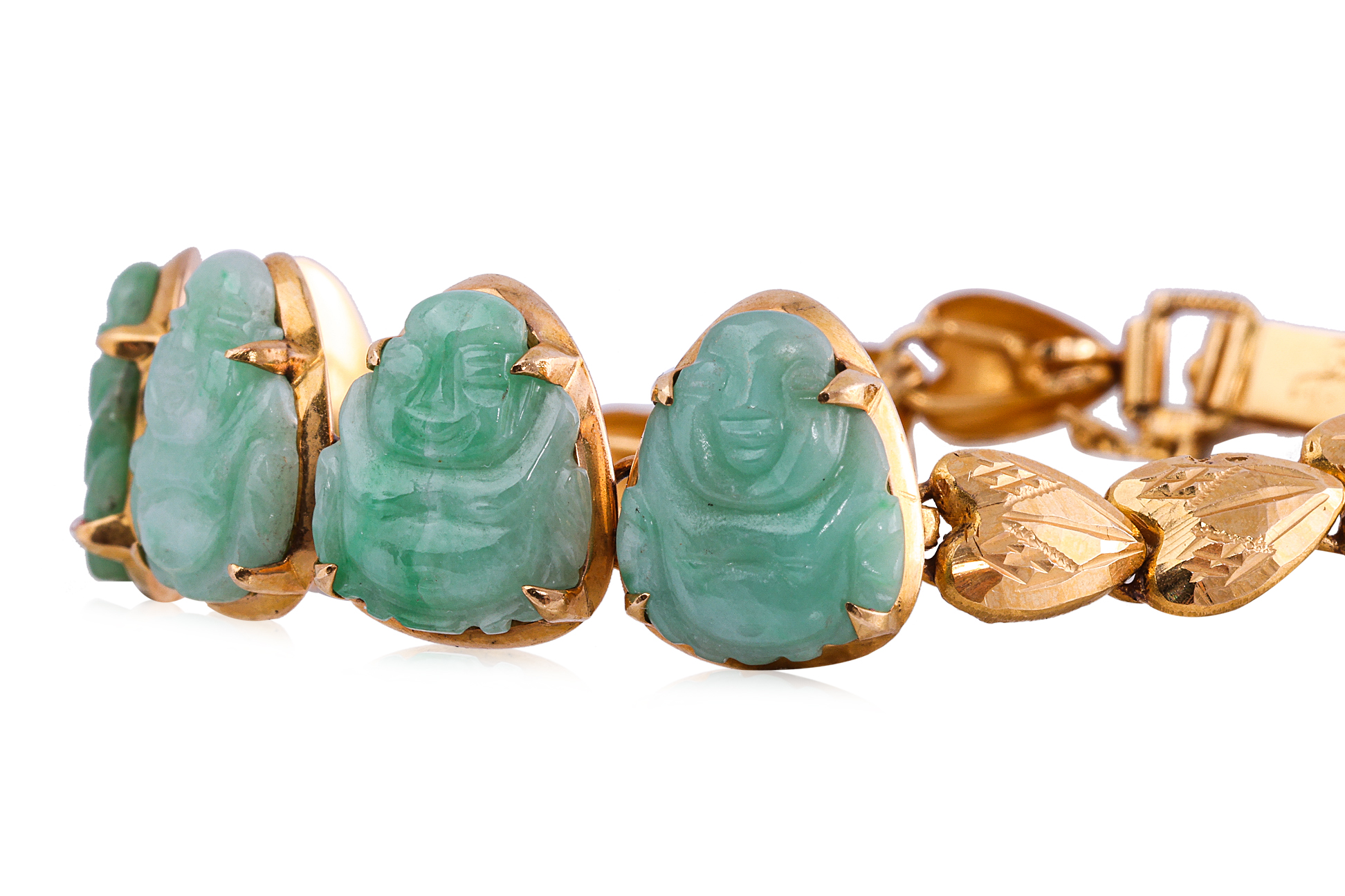 A JADEITE 'LAUGHING BUDDHA' BRACELET - Image 3 of 3