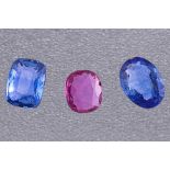 A GROUP OF THREE SAPPHIRES