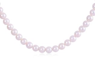 A CULTURED AKOYA PEARL STRAND ON SILVER CLASP