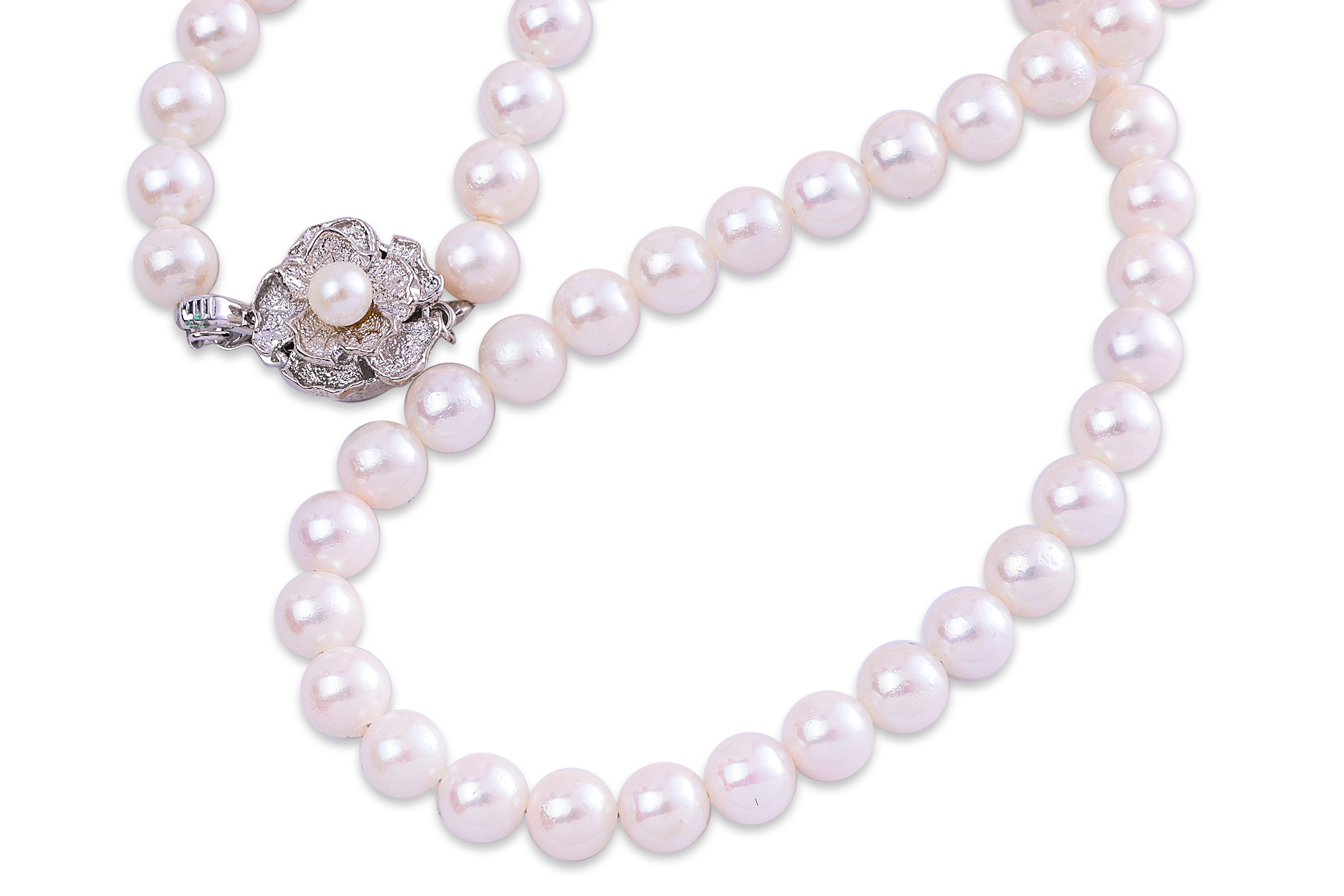 A CULTURED AKOYA PEARL STRAND ON SILVER CLASP - Image 2 of 3