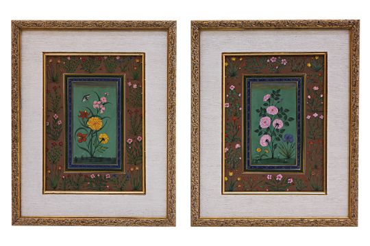 A PAIR OF INDO-PERSIAN MINIATURES OF FLOWERS - Image 1 of 3