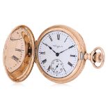 AN ELGIN GOLD-PLATED FULL HUNTER POCKET WATCH