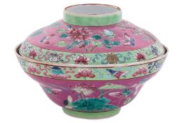 A FAMILLE ROSE 'IN AND OUT' 'FOUR SEASONS' BOWL AND COVER