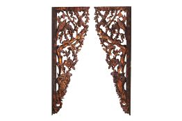 A LARGE PAIR OF GILT CARVINGS