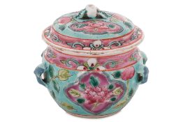 A FAMILLE ROSE TURQUOISE GROUND 'BABY' KAMCHENG