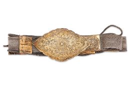 A MALAY SILVER BELT AND BUCKLE