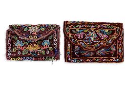 TWO BEADED VELVET PURSES