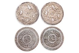 FOUR SILVER BOLSTER ENDS (2)