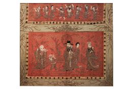 AN EMBROIDERED SILK ALTAR FRONT