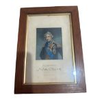 Antique Framed Fisher 1829 Framed Print of Nelson Bronte with Facsimile Signature.