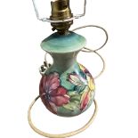 Antique Moorcroft Table Lamp 8 1/2" tall with light fitting, with residue of Queen Mary paper label