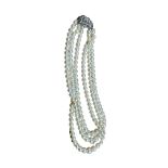 Vintage 3 Strand Pearl and Diamond Necklace -21cm long on neck - pearls approx 6mm diamter.