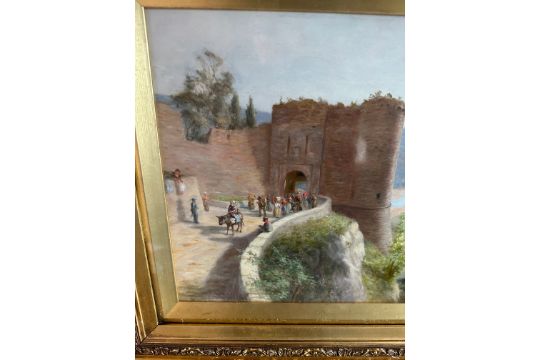 Antique Gilt Framed R B Johnston Italian "Orvieto" Oil Painting - 19 3/4" x 16". - Image 5 of 7