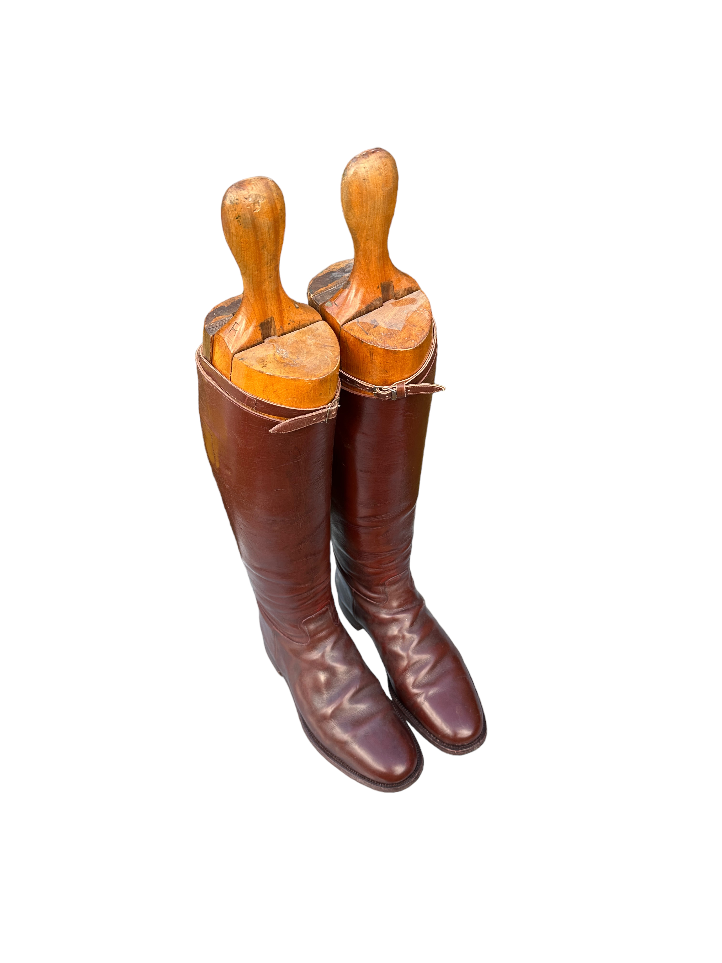 Lot of Vintage Leather Polo Boots - 18" tall with Trees.