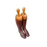 Lot of Vintage Leather Polo Boots - 18" tall with Trees.