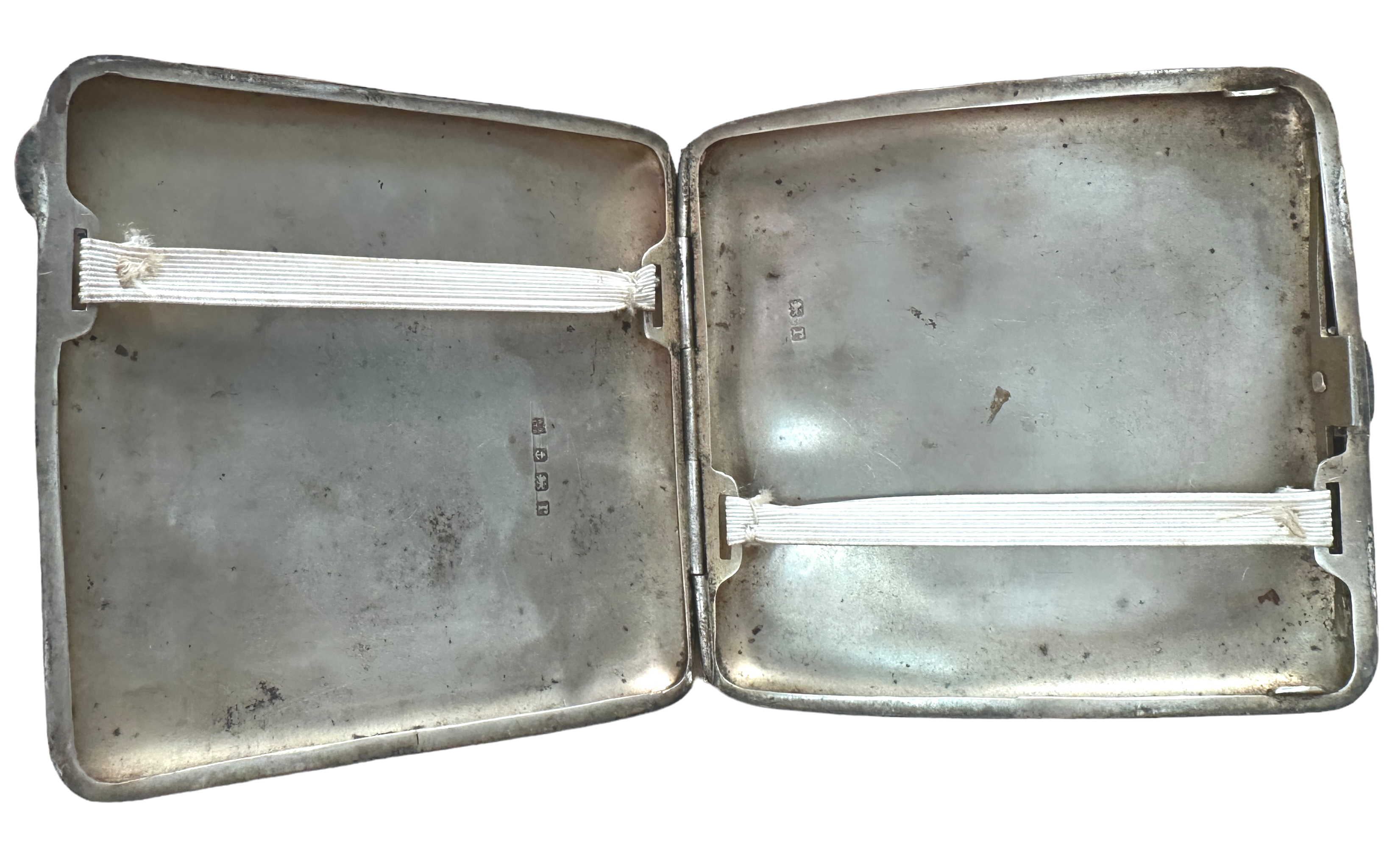 Lot of Silver Cream Jug-Napkin Ring and Cigarette Case. - Image 3 of 3