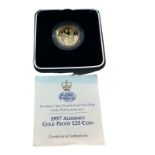 Boxed 1997 Alderney Gold Proof £25 Coin.