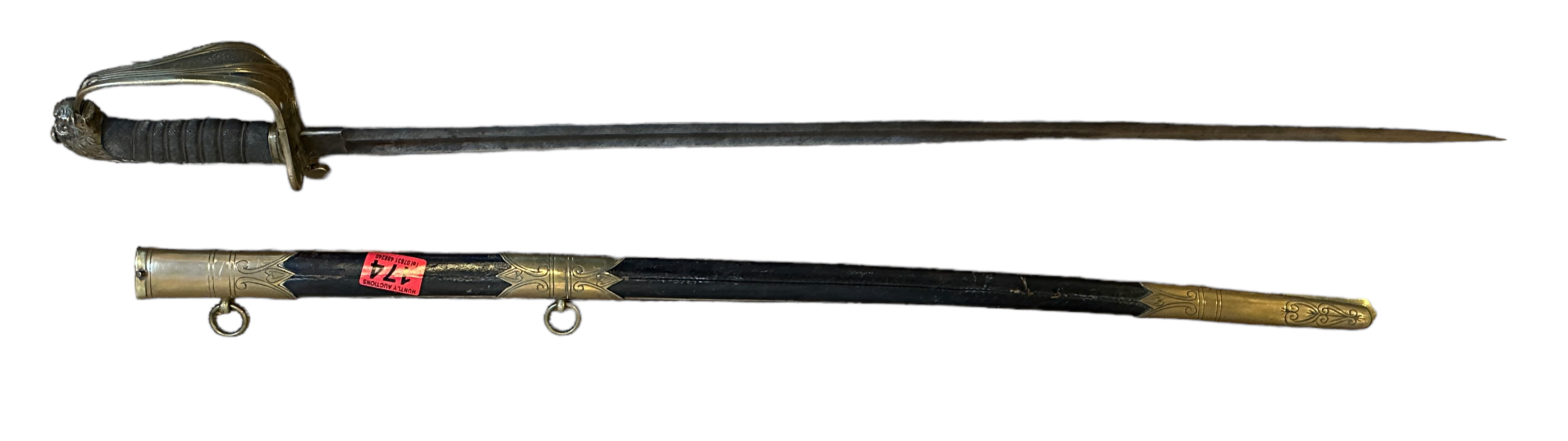 Antique British Naval Sword - blade 32" long and overall length 38".
