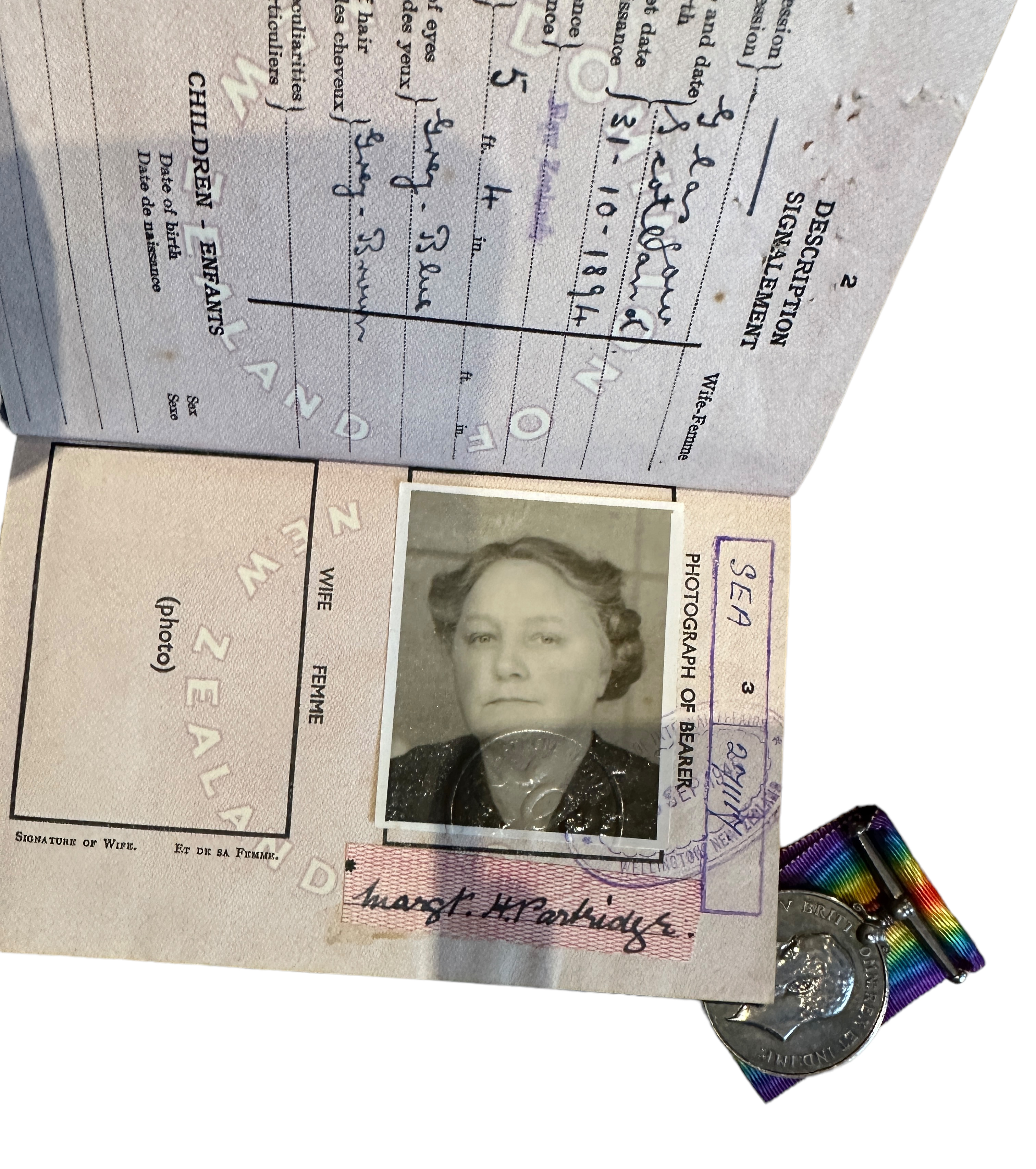 WW1 Q.M.A.A.C. Medal and Passport to a Margaret Partridge Mother of KIA RAF Soldier in next Lot. - Image 3 of 10