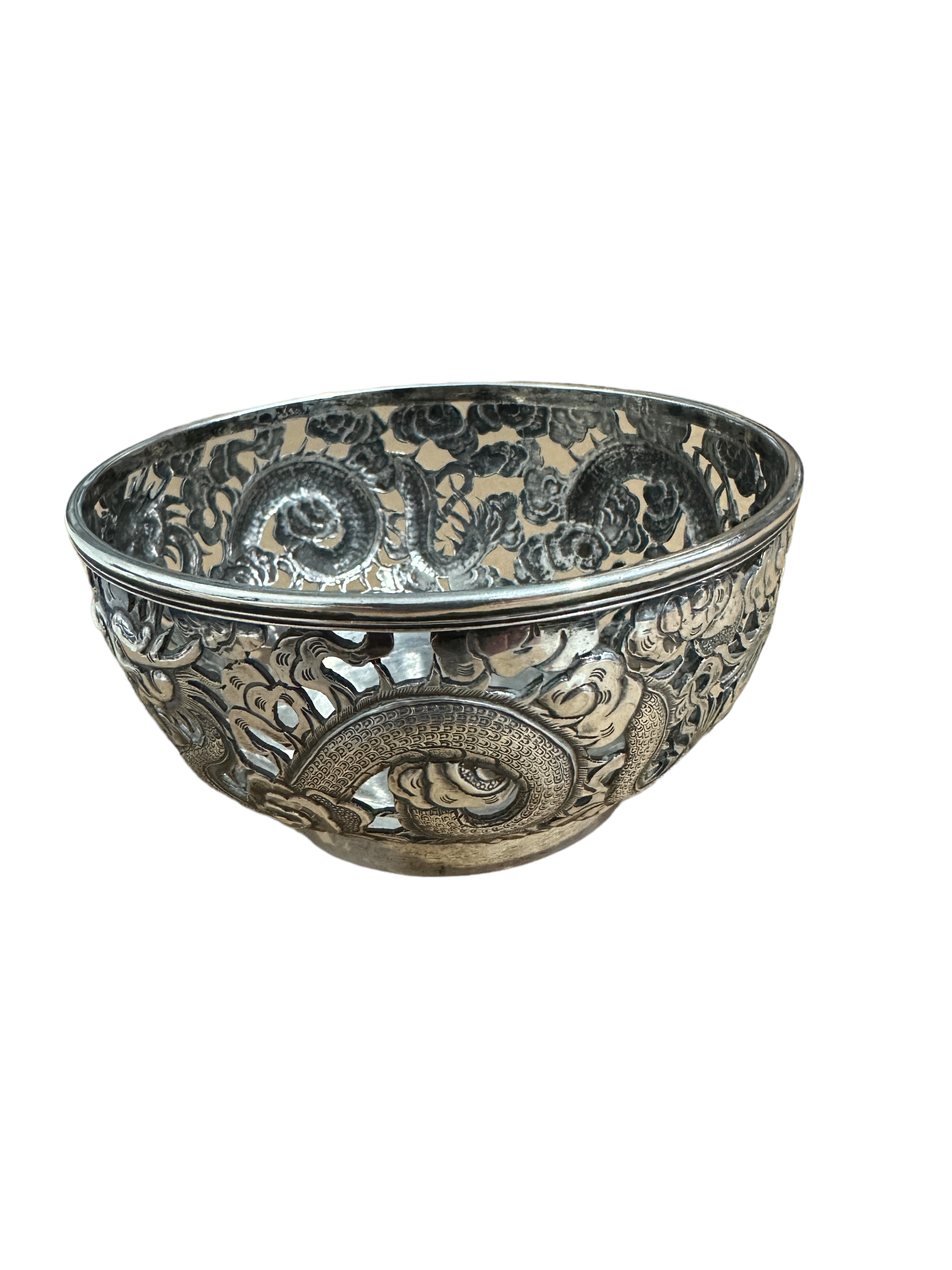 Antique Chinese Export Pierced Silver Bowl - 11.2cm diameter and 5.7cm tall. - Image 9 of 13