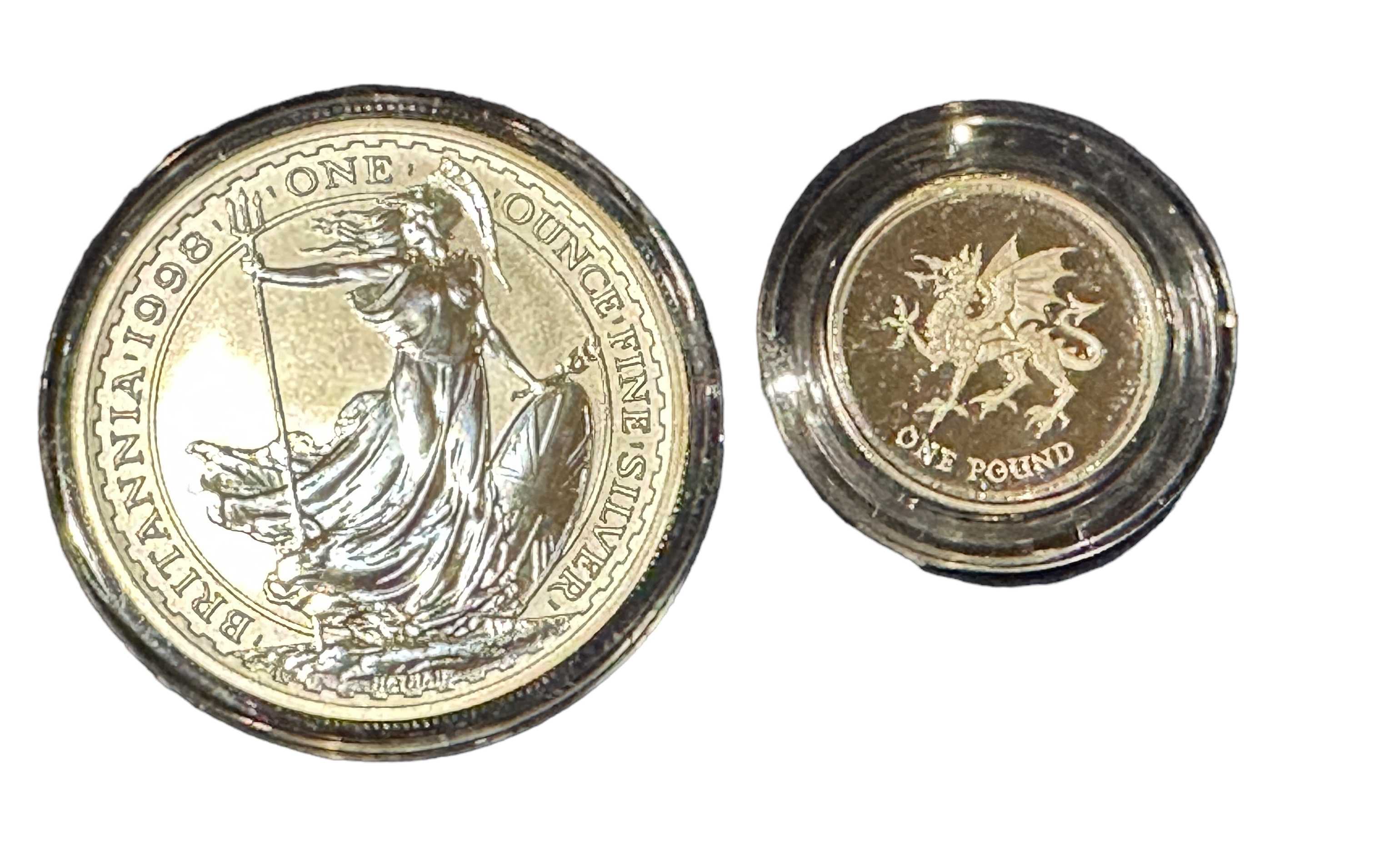 Lot of 1998 Britannia 1 oz Silver Coin and £1 Silver Coin. - Image 2 of 2