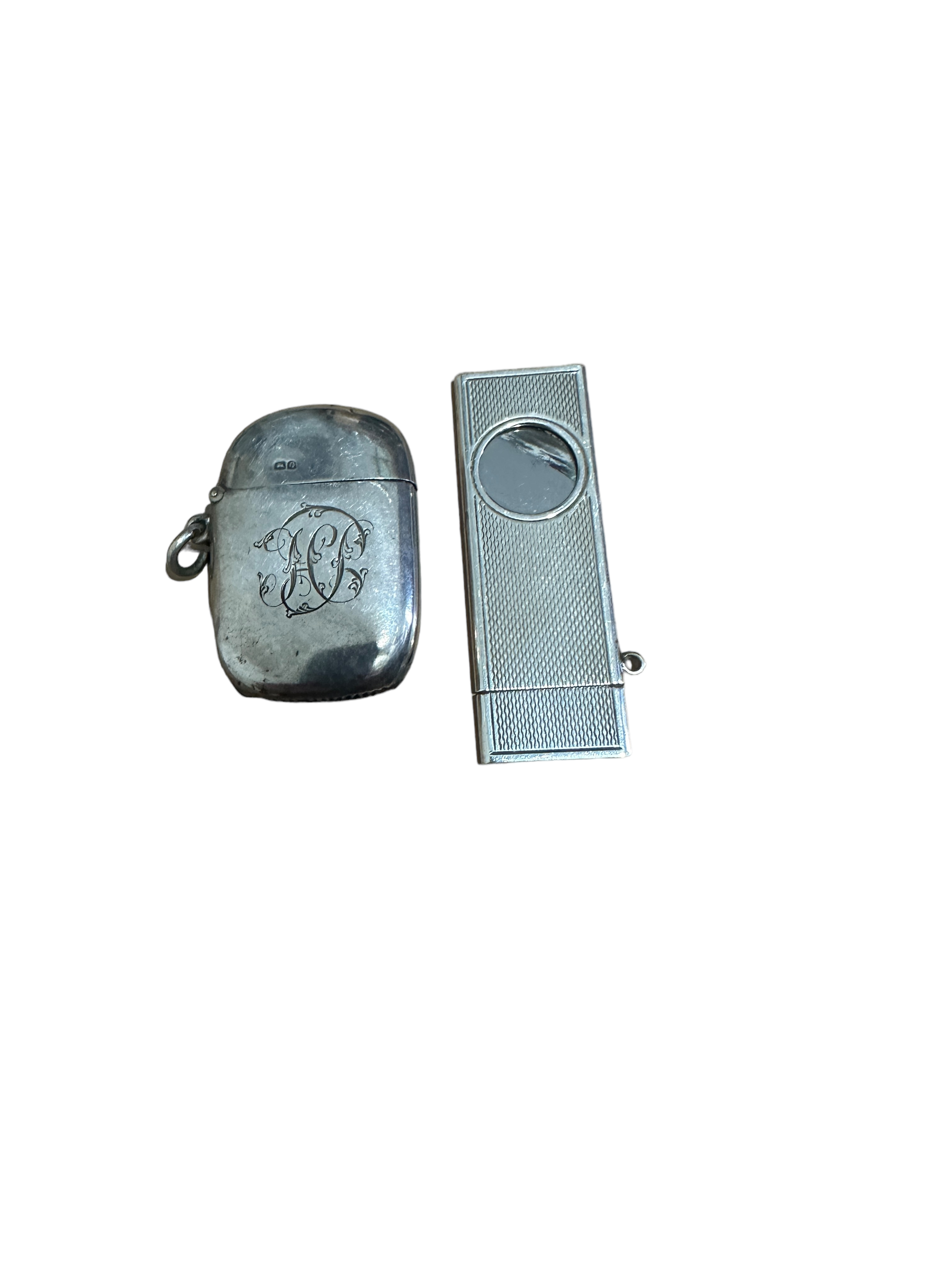 Vintage Silver Vesta Case and Silver Cigar Cutter.