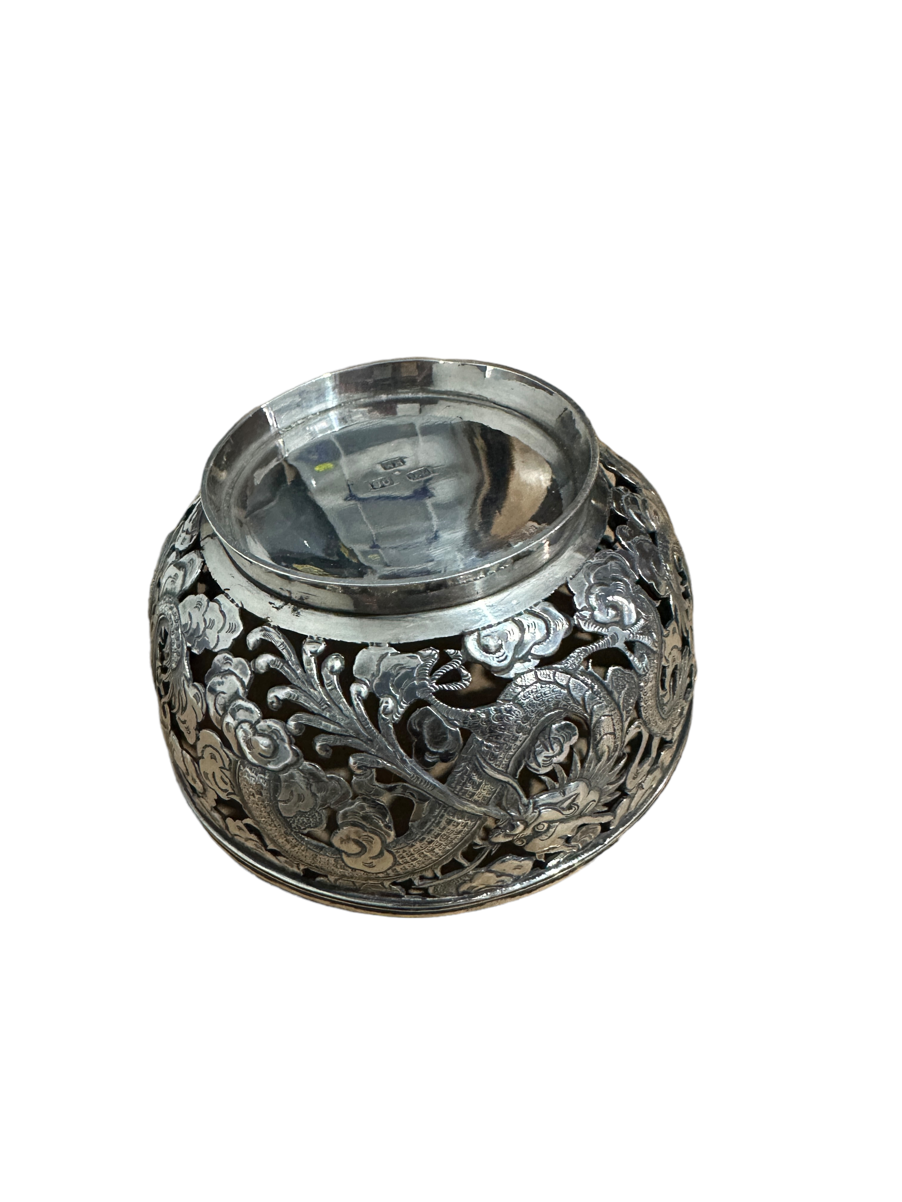 Antique Chinese Export Pierced Silver Bowl - 11.2cm diameter and 5.7cm tall. - Image 10 of 13