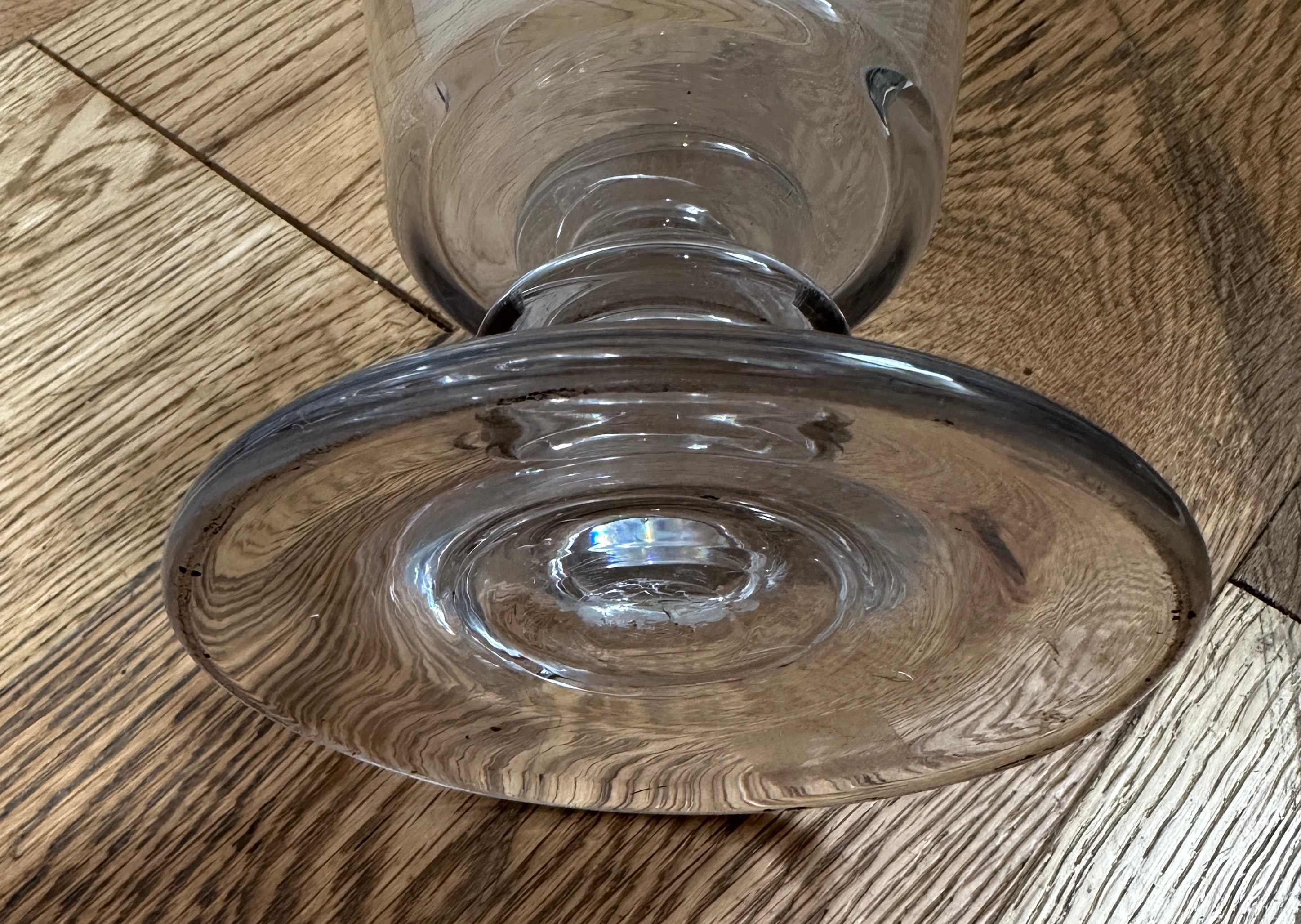 Large Antique Drinking Glass - 8 1/8" tall with top of 5 3/8" diameter and base of 4 3/4" diameter - Image 3 of 4