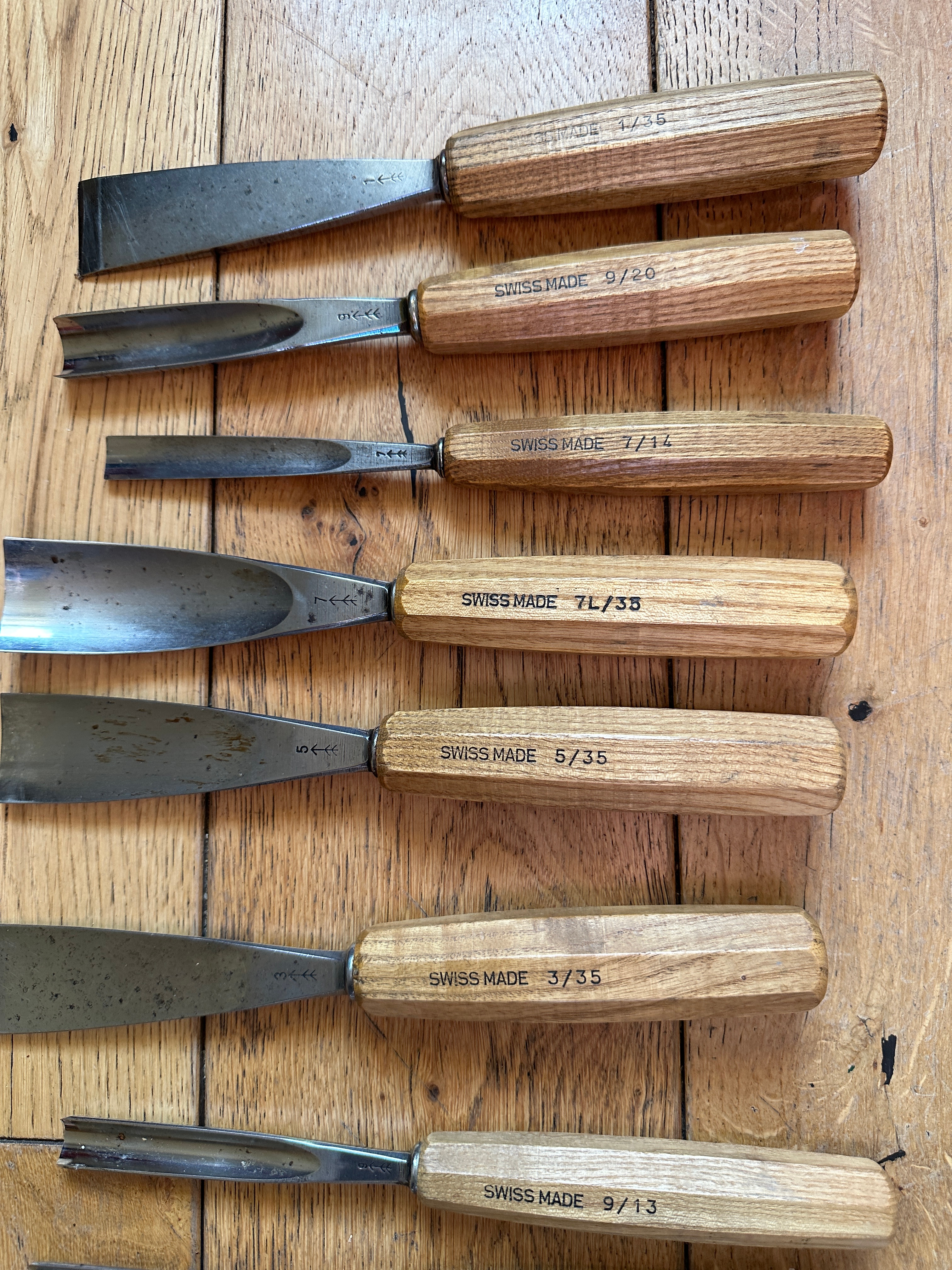 Lot of 27 Swiss Made Woodworking Chisels. - Image 12 of 12