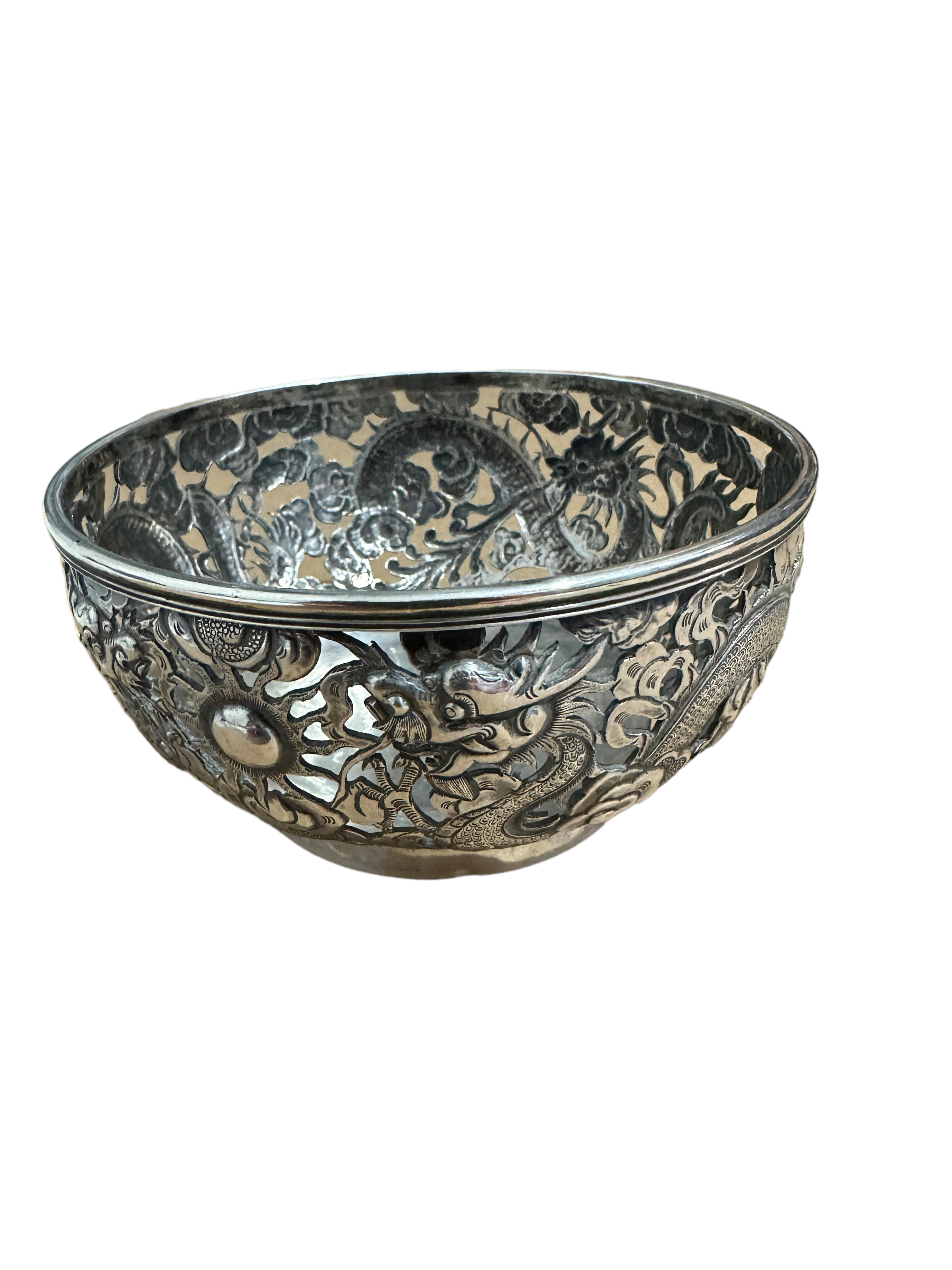 Antique Chinese Export Pierced Silver Bowl - 11.2cm diameter and 5.7cm tall. - Image 4 of 13